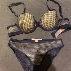 100% AUTH Stella McCartney Red Underwear Set Balconette Bra + Panties 32C - S